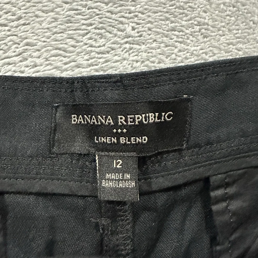 Banana Republic Dress Pants Women 12 Flare Leg Black Y2K Formal Vtg Linen Blend